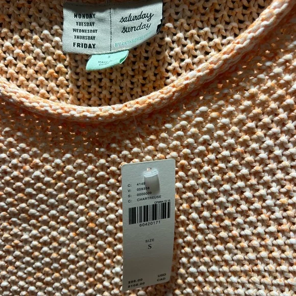 Anthropologie NWT Women's Peach Orange Knit Sweater Size Womens Small - Picture 4 of 6